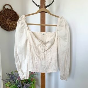 Reformation Isadora Corset Smocked Puff Sleeve Top